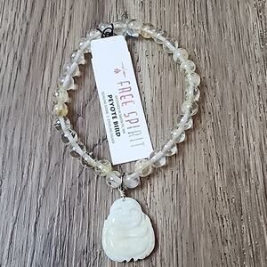 Peyote Bird Stretch Bracelet Free Spirit Buddha Charm Clear Beads Handmade